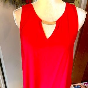 NWT Lily White Red Backless Top Gold Bar at Neck L